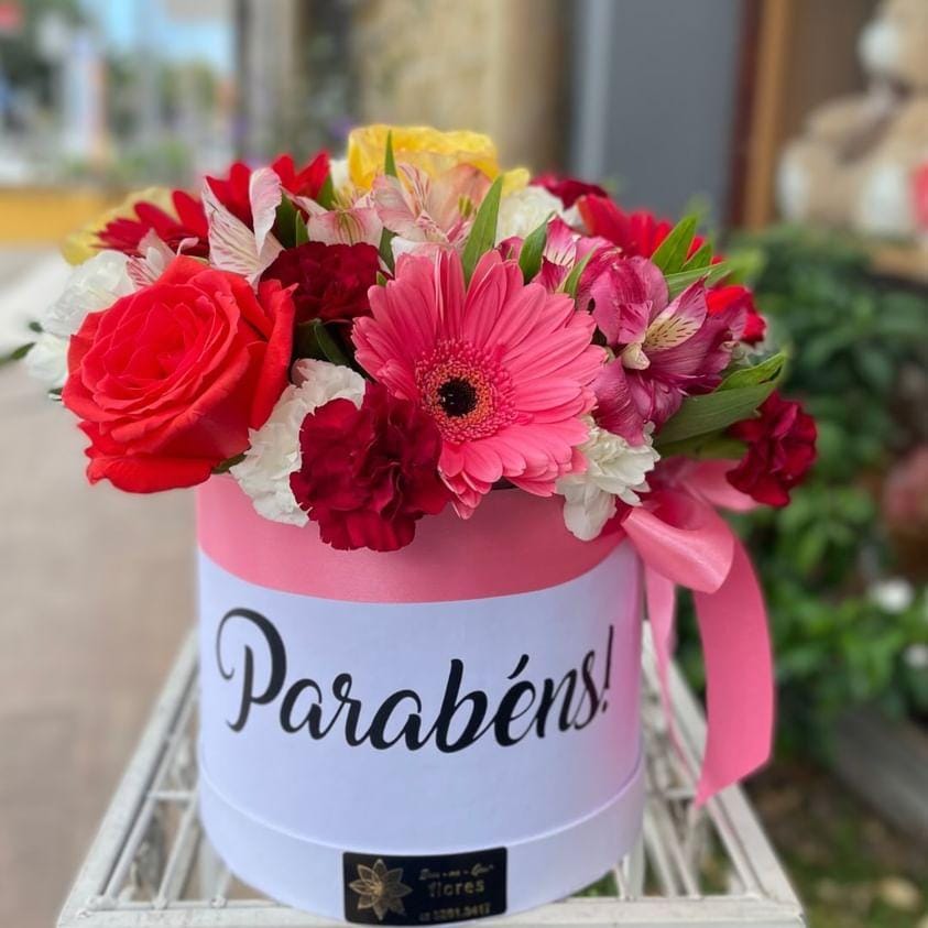 Box parabns com flores